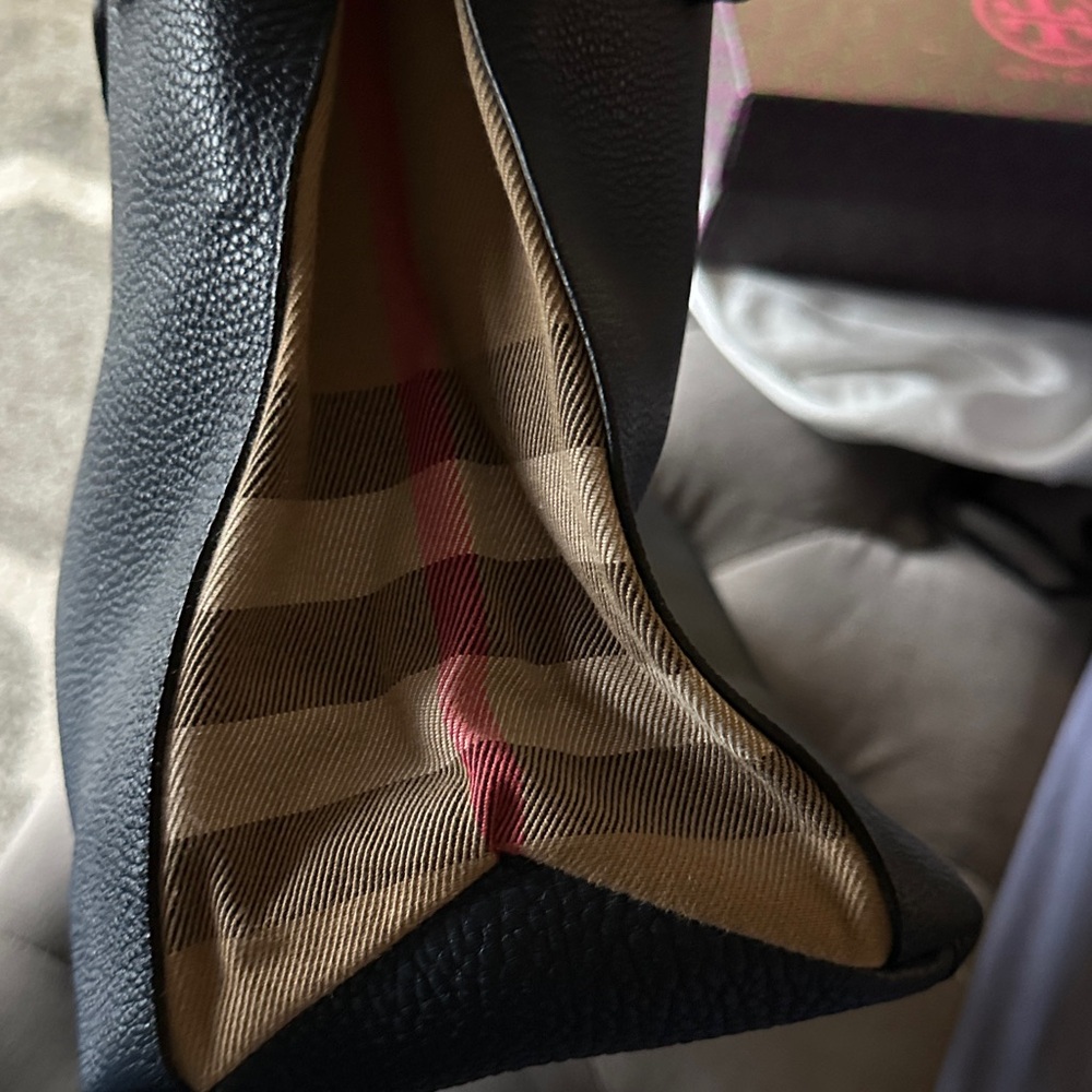 Burberry Navy Blue Leather Tote - Picture 7 of 12